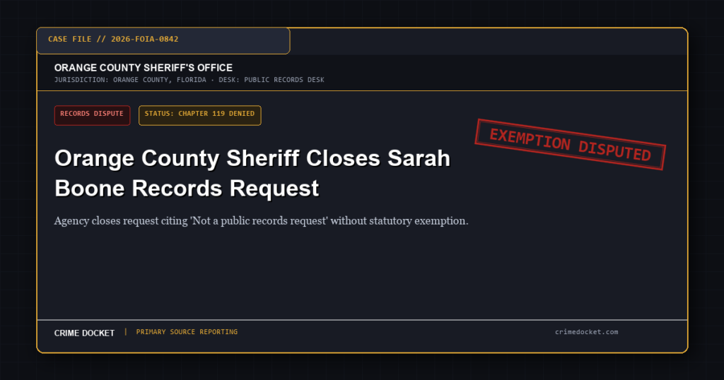 Orange County Sheriff Closes Sarah Boone Records Request as ‘Not a Public Records Request’