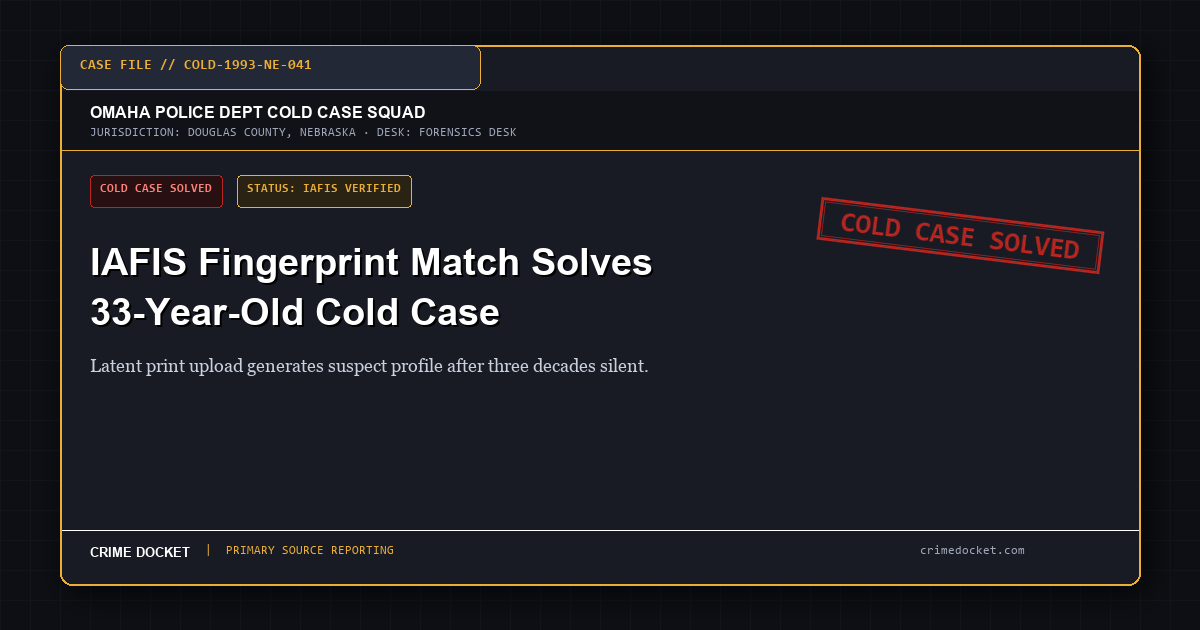 IAFIS Fingerprint Match Solves 33-Year-Old Omaha Cold Case