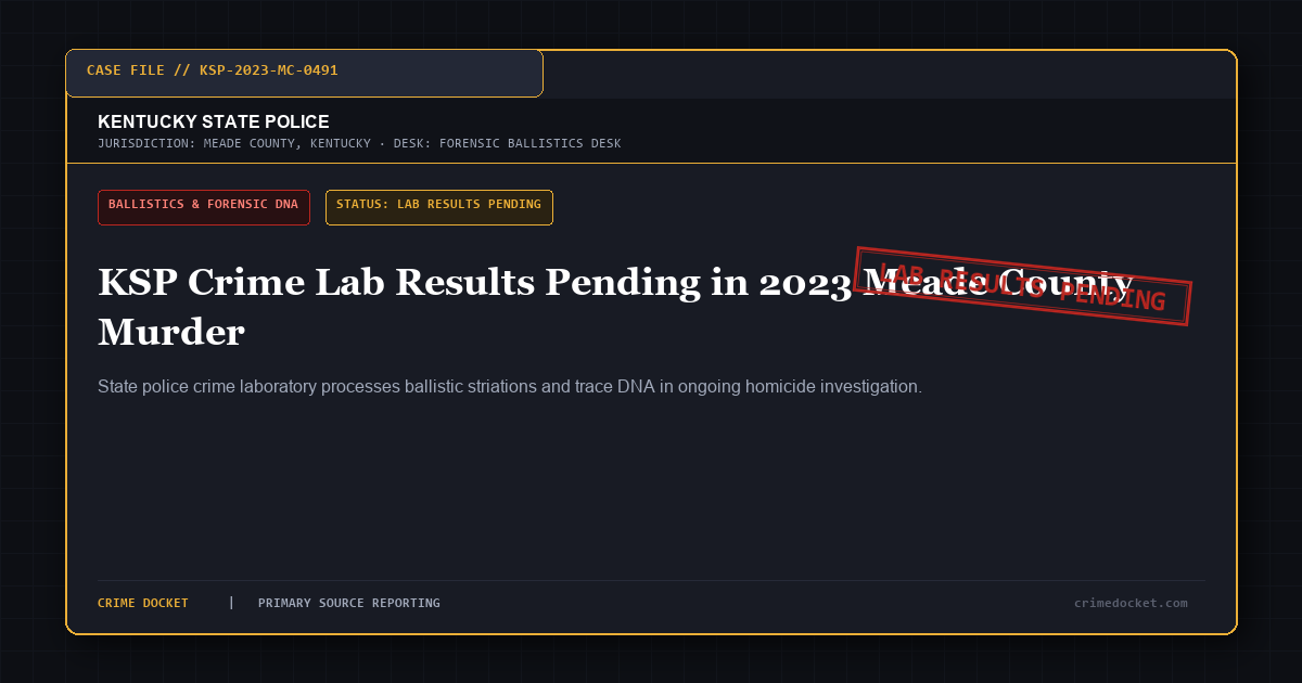 KSP Crime Lab Results Pending in 2023 Meade County Murder